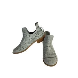 Jolimall Split Ankle Booties Laser Cut Gray Suede Western Boho Women's Size 8